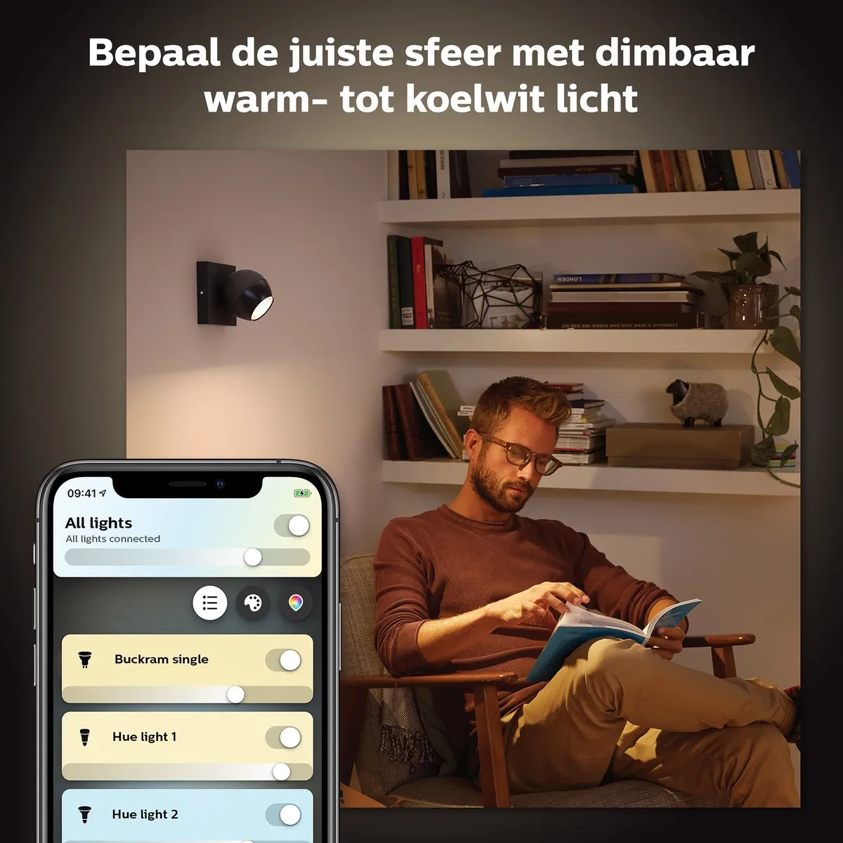 Philips Hue Buckram Opbouwspot - 1-spot - Zwart