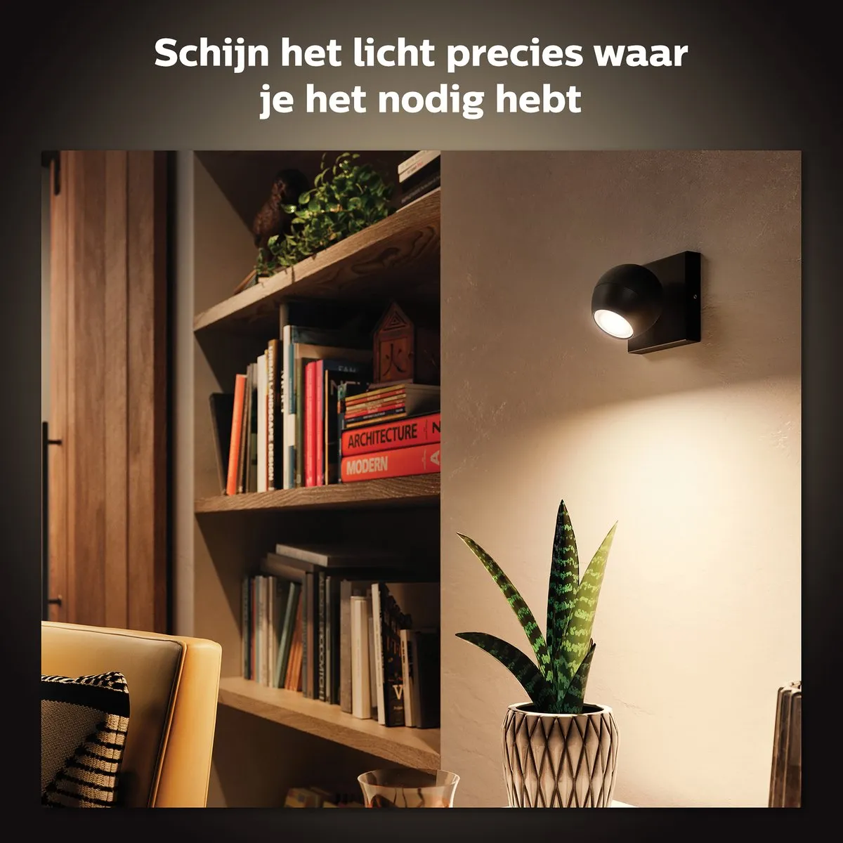 Philips Hue Buckram Opbouwspot - 1-spot - Zwart