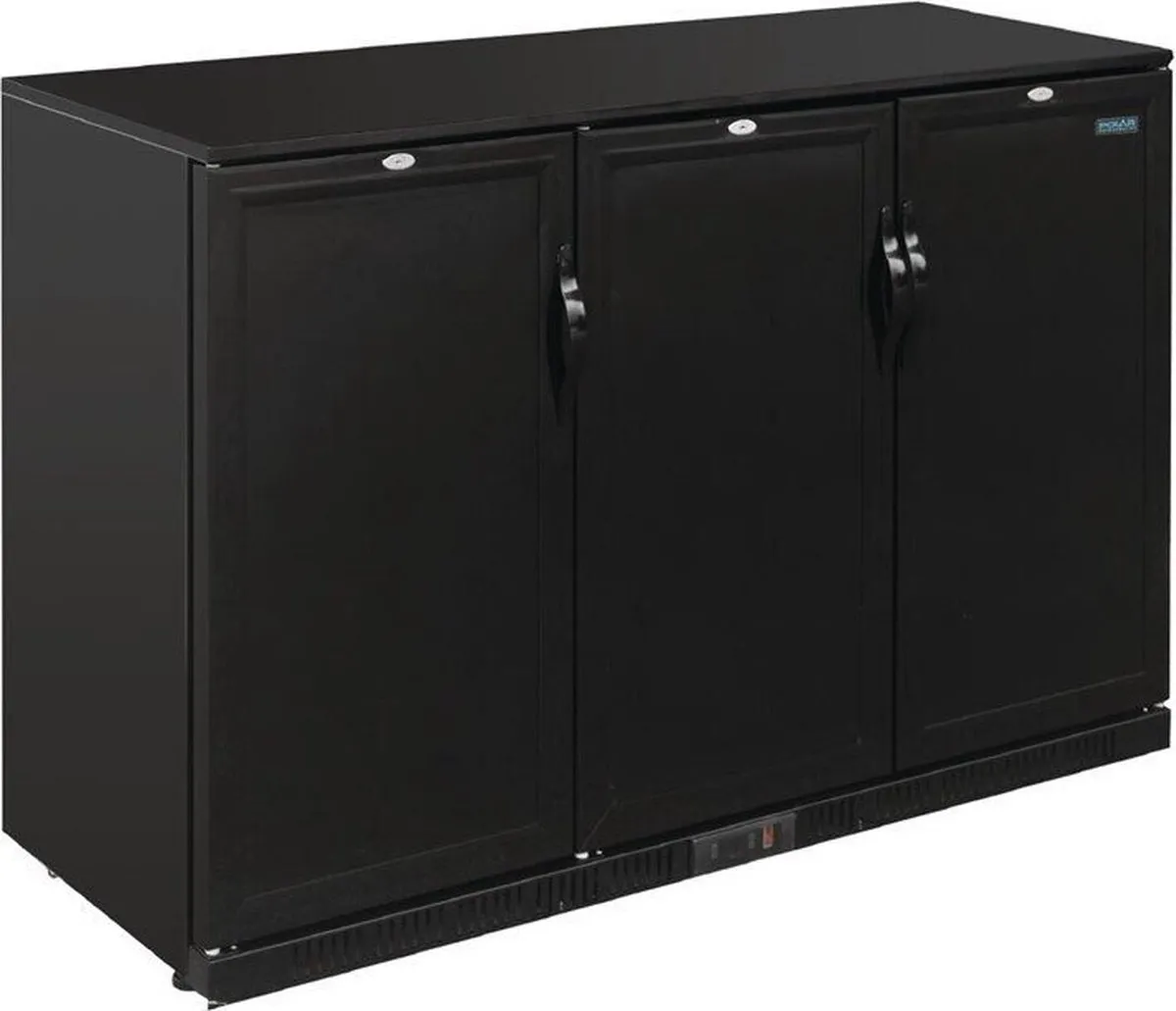Polar G-Serie 900mm Barkoeling Drie Deuren 330L Zwart - Polar GL017 - Horeca & Professioneel