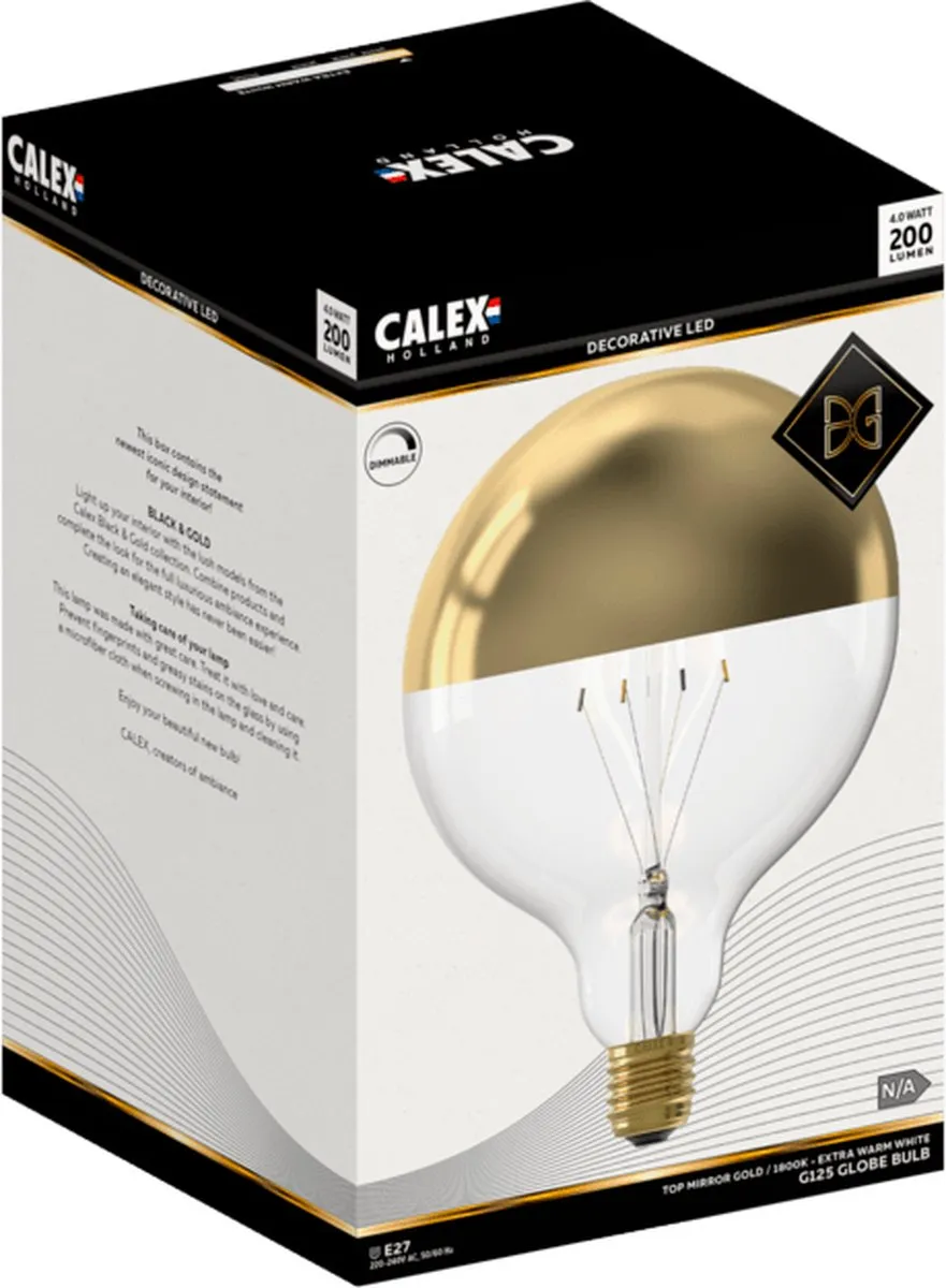 Calex Globe Top Mirror Kopspiegellamp E27 200 Lumen - Goud - afbeelding 5 van 6