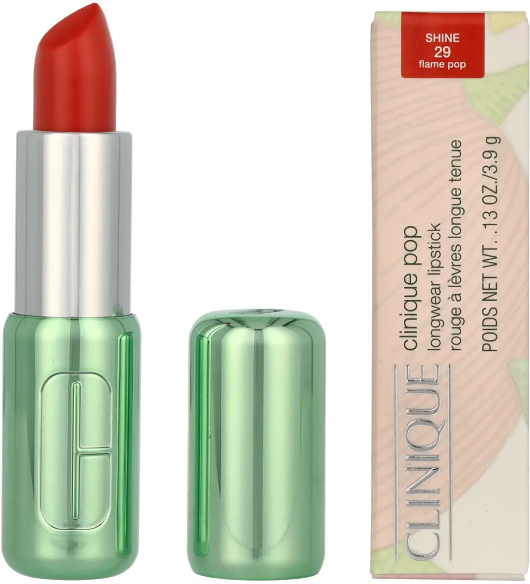 Clinique Pop Longwear Shine Lipstick 29 Flame Pop - 3.9g