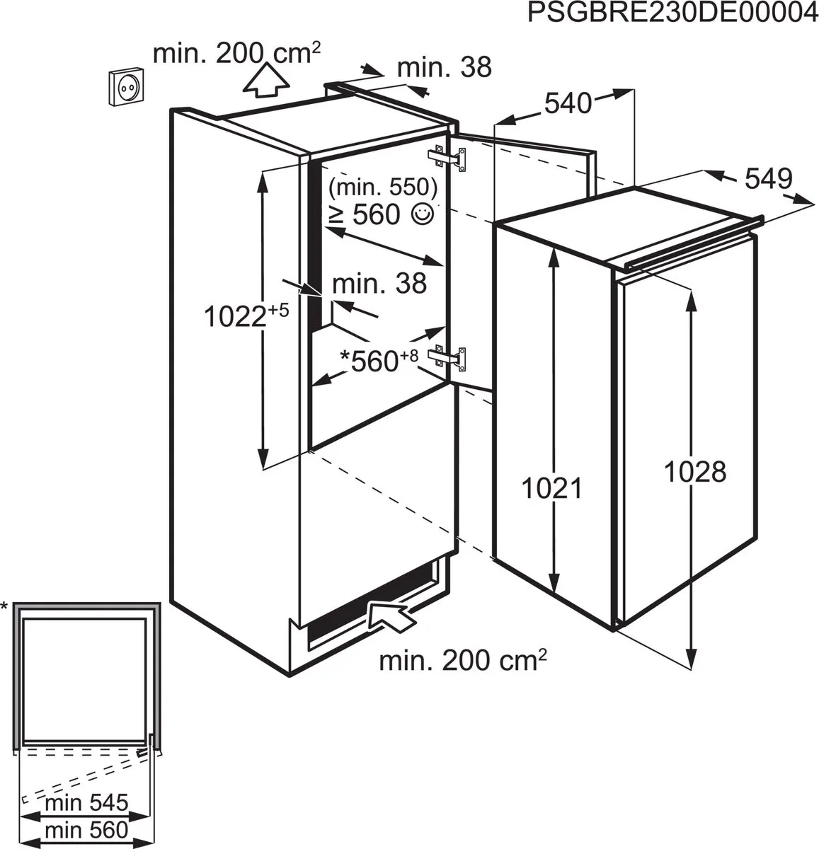 AEG TSF5O101ES Inbouwkoelkast 164L