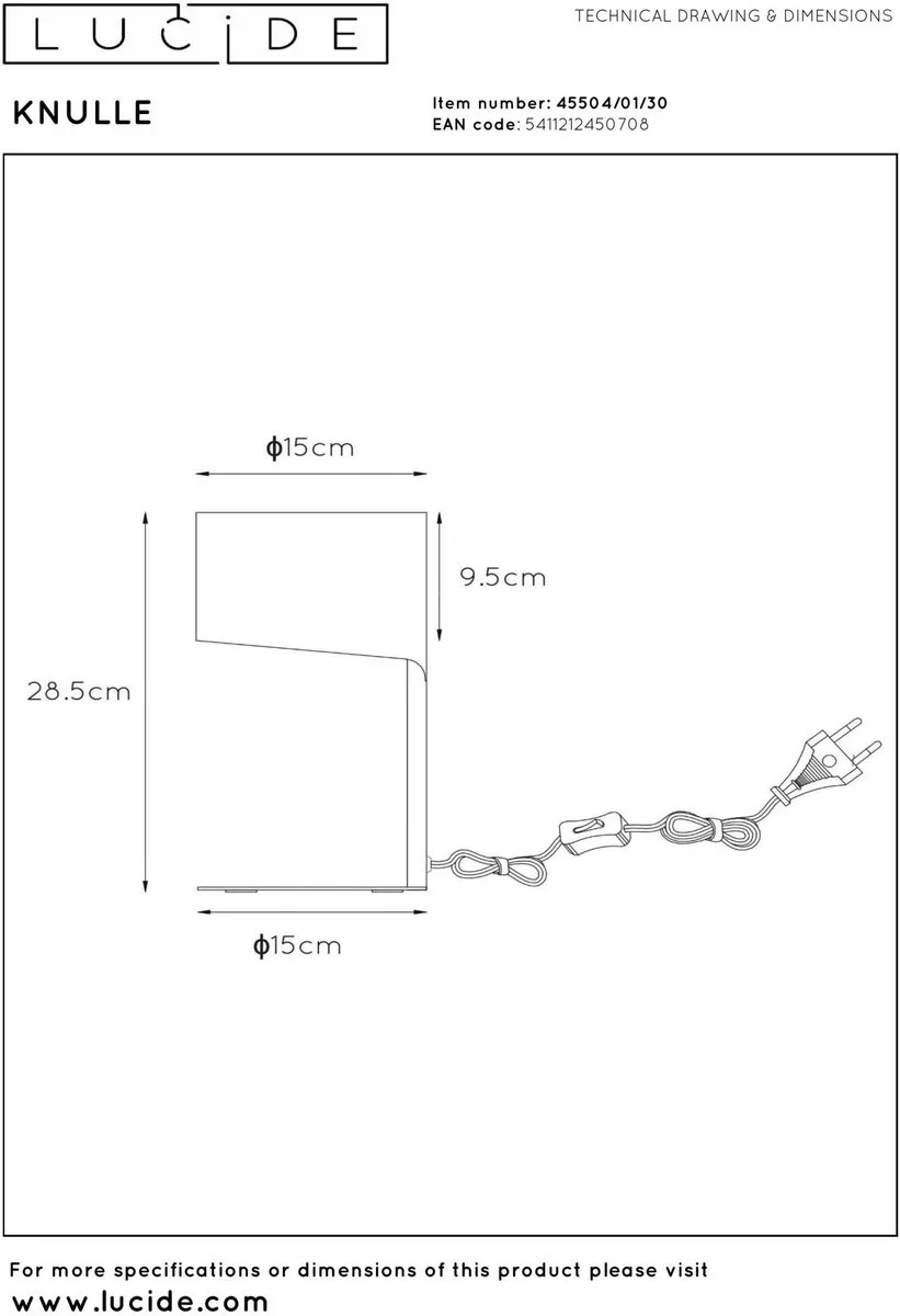 Lucide KNULLE Tafellamp Ø15cm - 1xE14 - Zwart