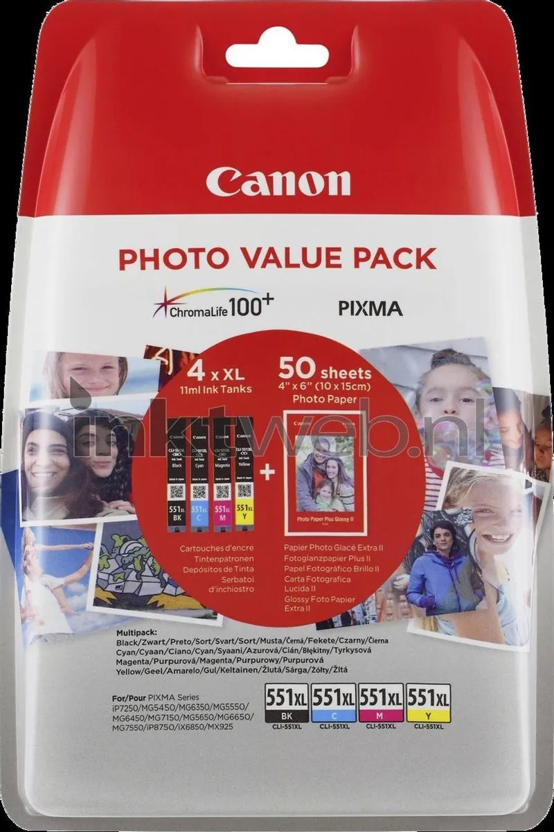 Canon CLI-551 XL Inktcartridge - Zwart/Cyaan/Magenta/Geel