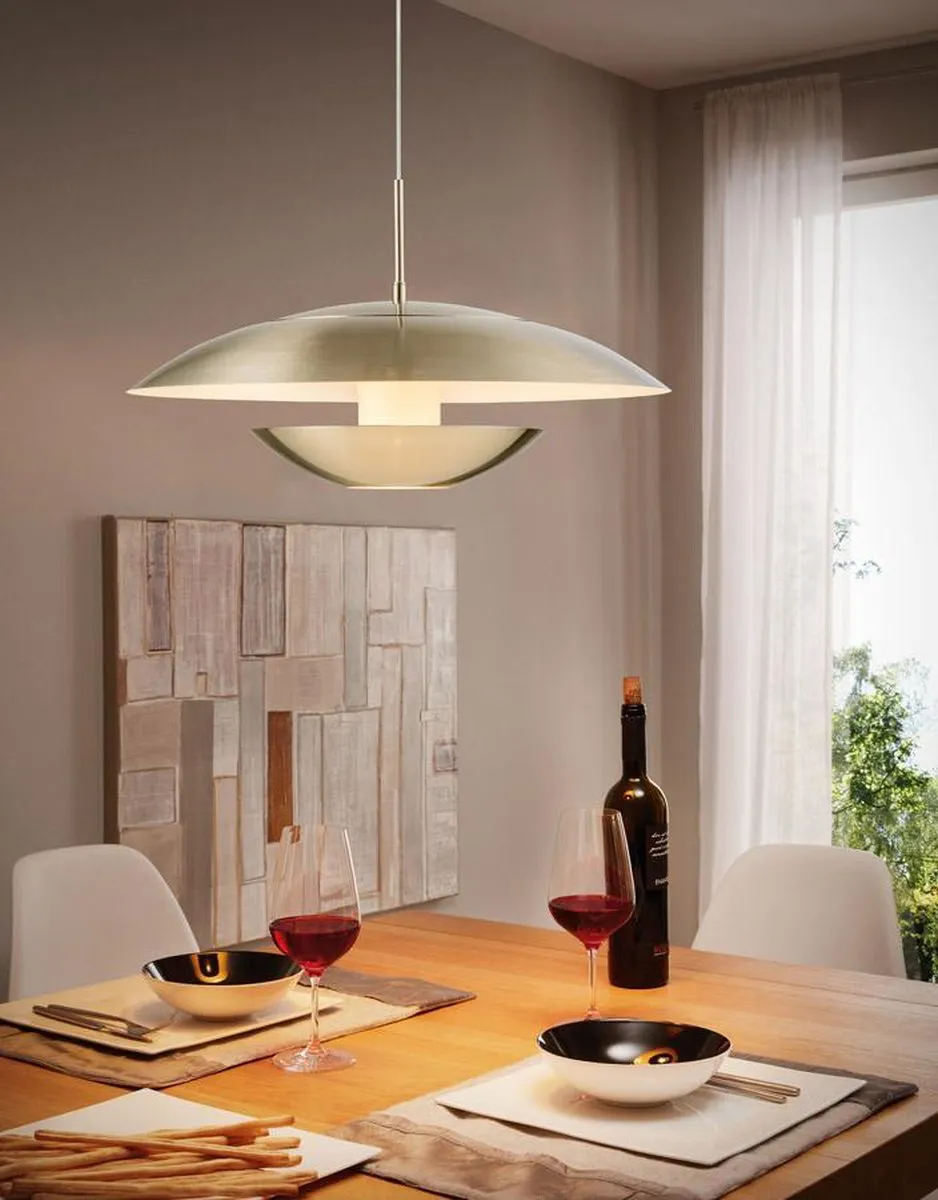 Eglo Nuvano Hanglamp 3 Lichtpunten - Ø48cm - Nikkel-Mat/Wit