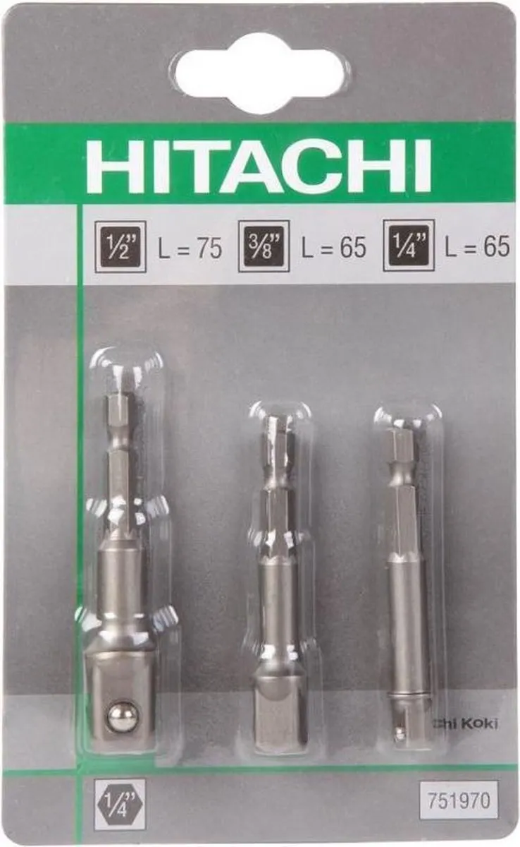 Hikoki 751970 Adapterset voor doppen 1/4"-3/8"-1/2"