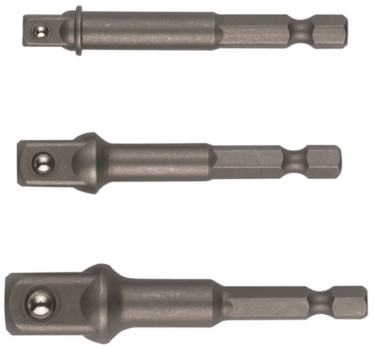 Hikoki 751970 Adapterset voor doppen 1/4"-3/8"-1/2" - 3-delig - Zilver