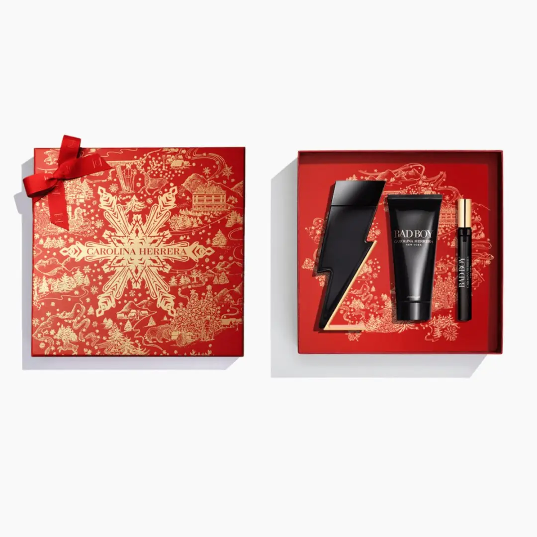Carolina Herrera Bad Boy Giftset - 100ml Eau de Toilette + 10ml Tasspray + 100ml Showergel - Rood