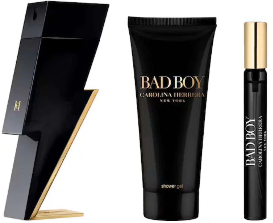 Carolina Herrera Bad Boy Giftset - 100ml Eau de Toilette + 10ml Tasspray + 100ml Showergel - Rood