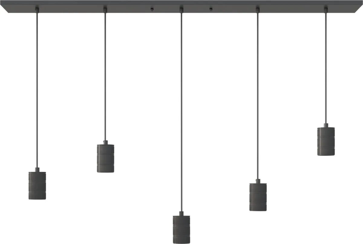 Calex Retro Plafondlamp - 5x E27 - Hanglamp Industrieel - 14 x 130 cm Pendellamp - Zwart