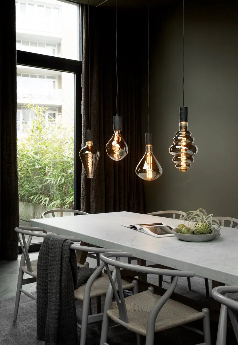 Calex Retro Plafondlamp - 5x E27 - Hanglamp Industrieel - 14 x 130 cm Pendellamp - Zwart