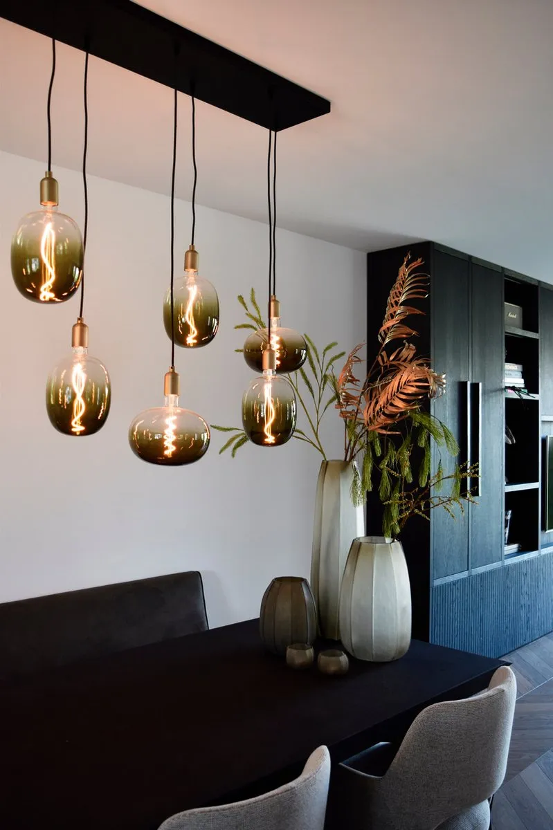 Calex Retro Plafondlamp - 5x E27 - Hanglamp Industrieel - 14 x 130 cm Pendellamp - Zwart