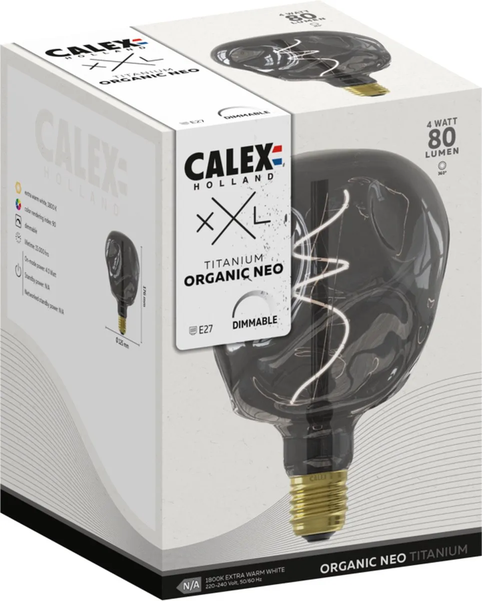 Calex Organic Neo Titanium E27 LED Lamp 4W - Rookglas