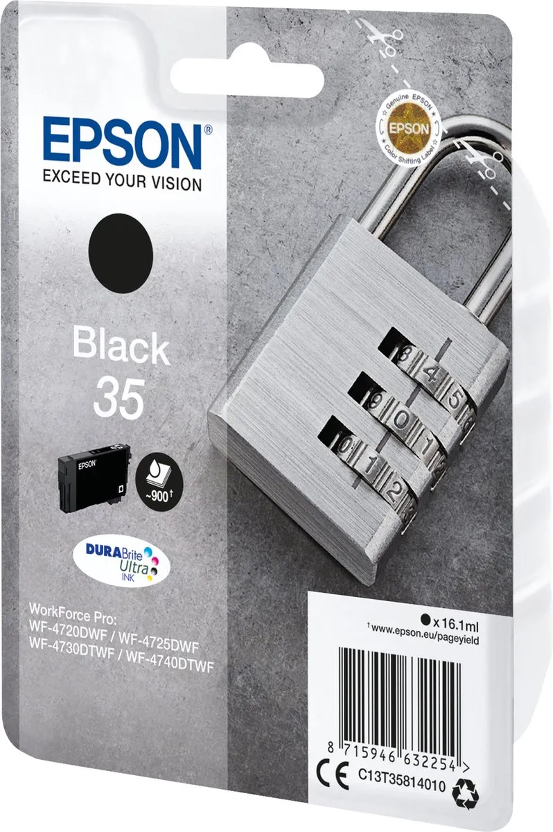 Epson Padlock Black C13T35814020 DURABrite Ultra Ink - 16.1ml