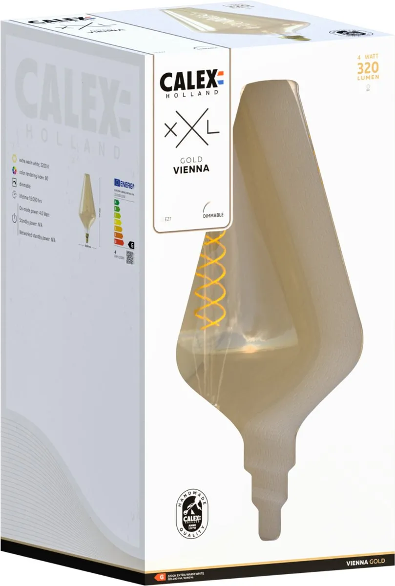 Calex Vienna XXL Goud E27 LED Lamp 4W - Warm Wit 2200K - afbeelding 6 van 6