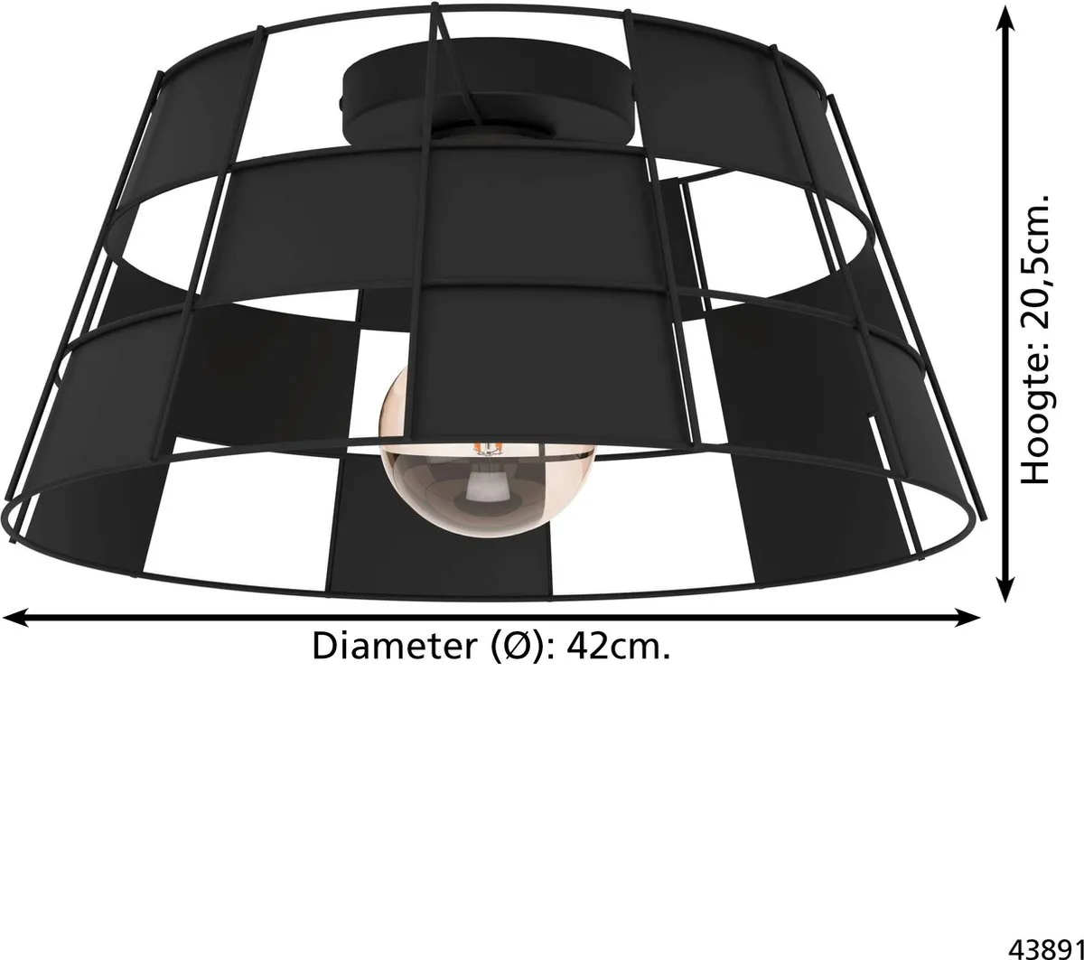 Eglo Pontefract Plafondlamp E27 - Ø42cm - Zwart