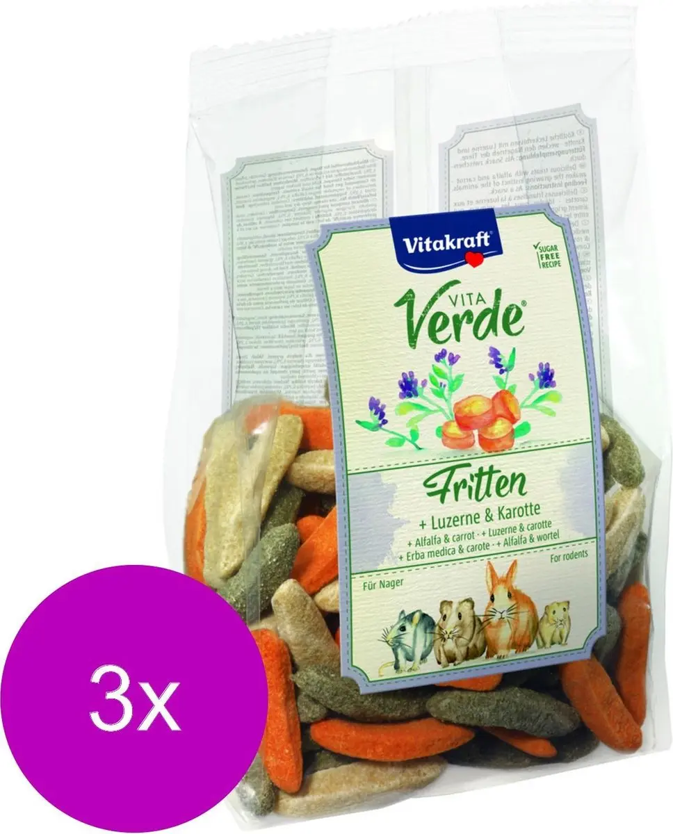 Vitakraft Vita-Verde Fritten Knaagdiersnack - 3x200g