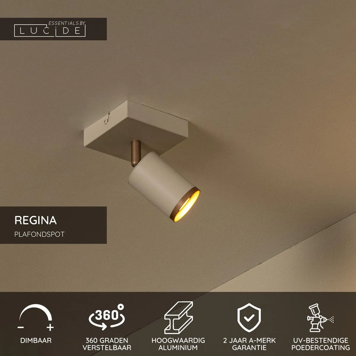 Lucide Regina Plafondspot GU10 - Taupe