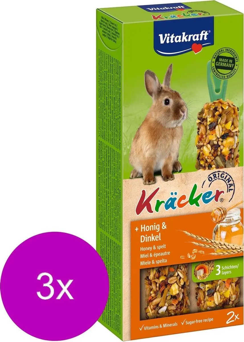 Vitakraft Konijn Kracker Honing - 3 Stuks