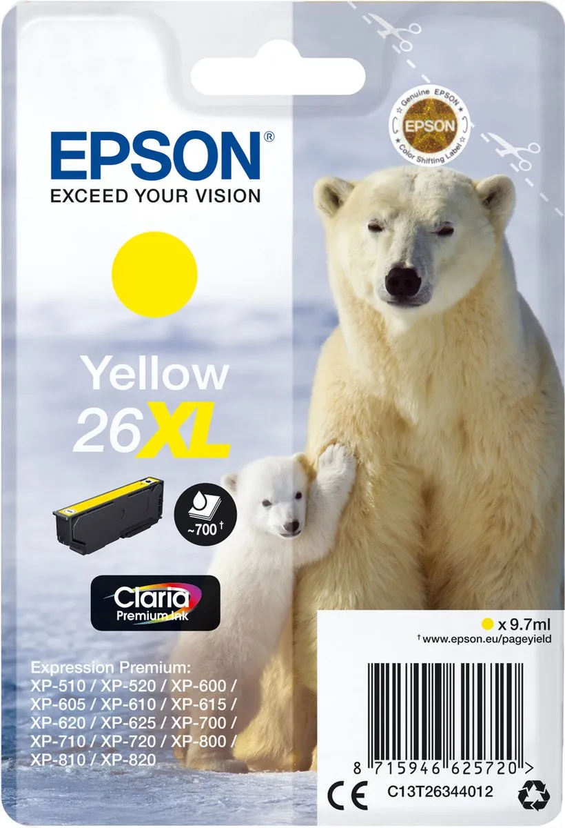 Epson 26XL Geel Inktcartridge C13T26344010