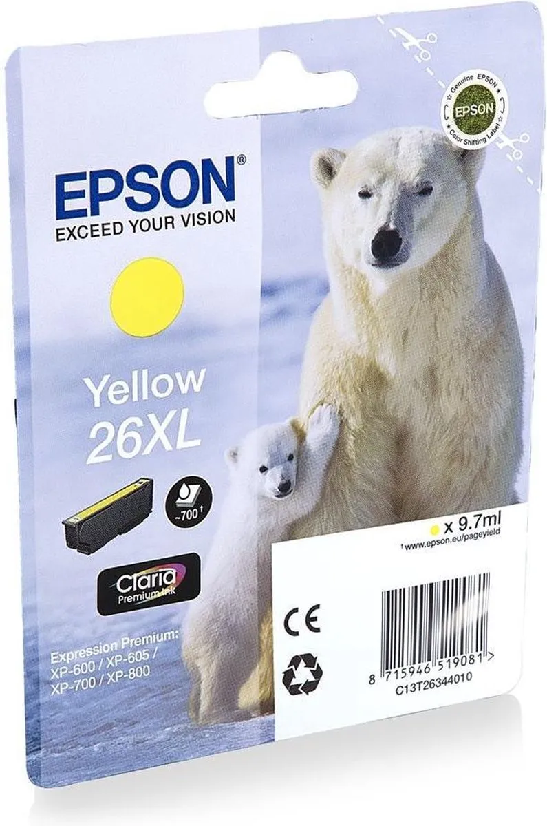 Epson 26XL Geel Inktcartridge C13T26344010