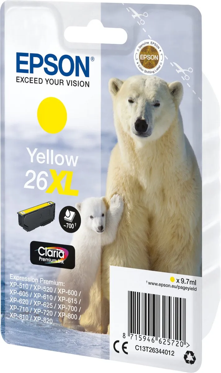 Epson 26XL Geel Inktcartridge C13T26344010