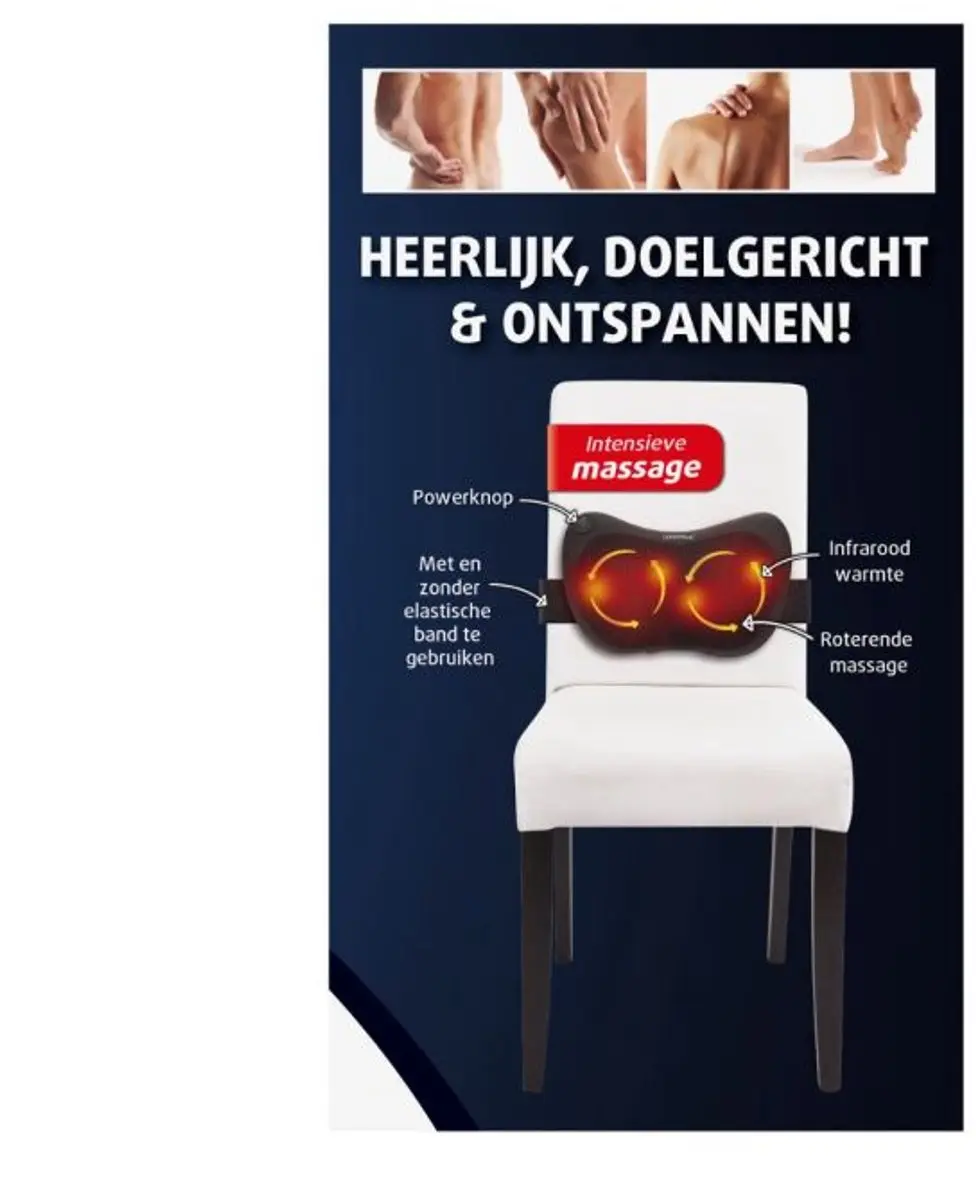 Lucovitaal Shiatsu Massagekussen - 8 Koppen - Zwart