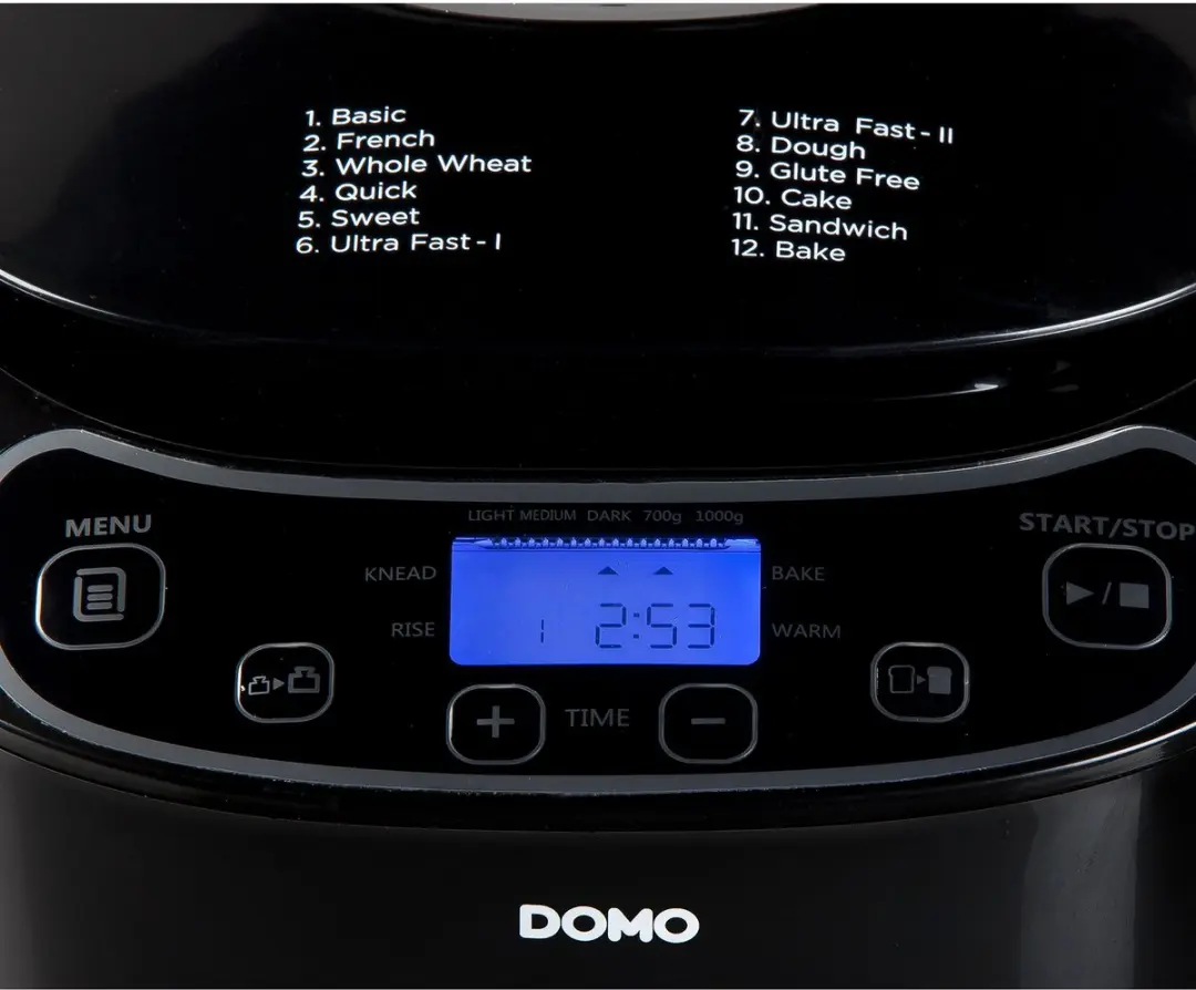 Domo DO1119B Broodbakmachine - 12 Programma's - 700-1000g - Zwart