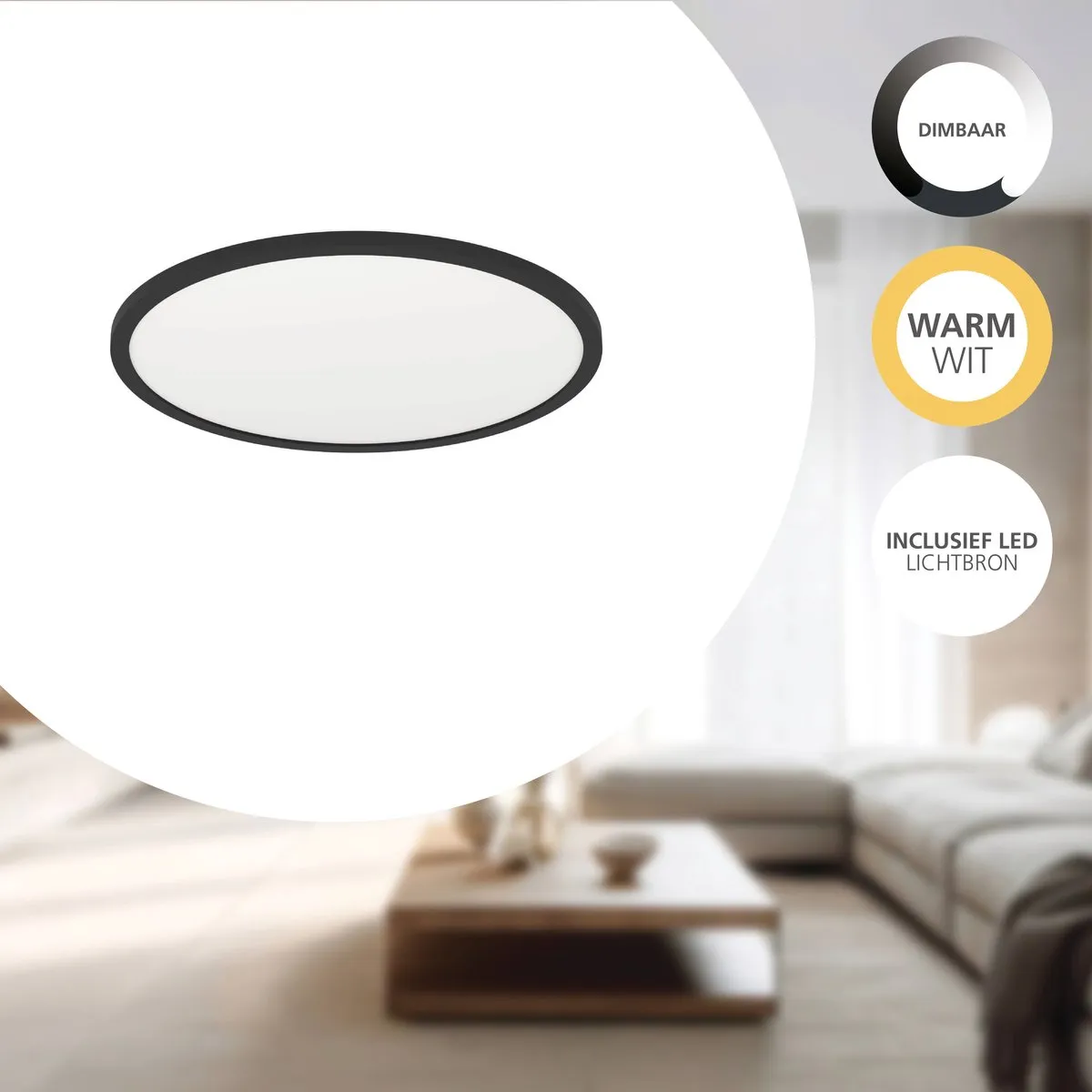 Eglo Minerario Plafondlamp LED Ø39cm - Zwart/Wit