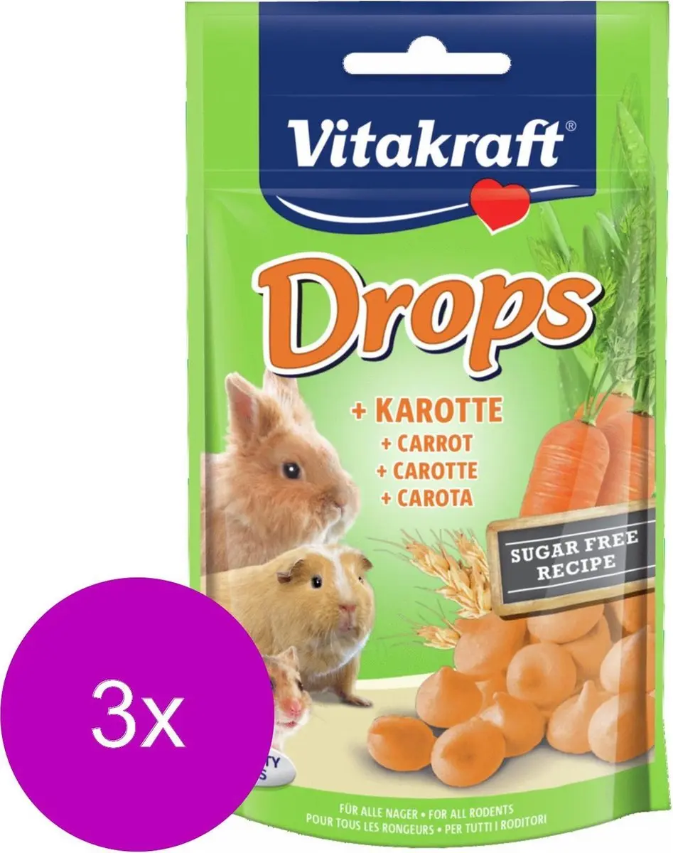 Vitakraft Knaagdier Drops Wortel - 3 Stuks