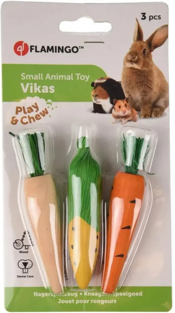 Flamingo Vikas Knaagdierspeelgoed - 3 Stuks - 10x2x2cm Meerkleurig