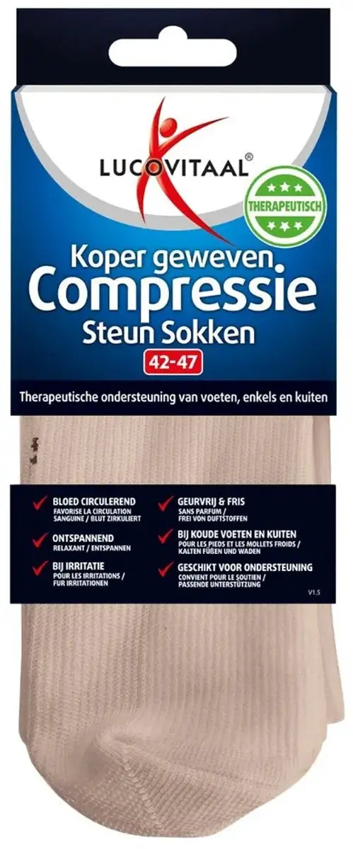 Lucovitaal Koper Compressiesokken 41-46 - Huidskleur