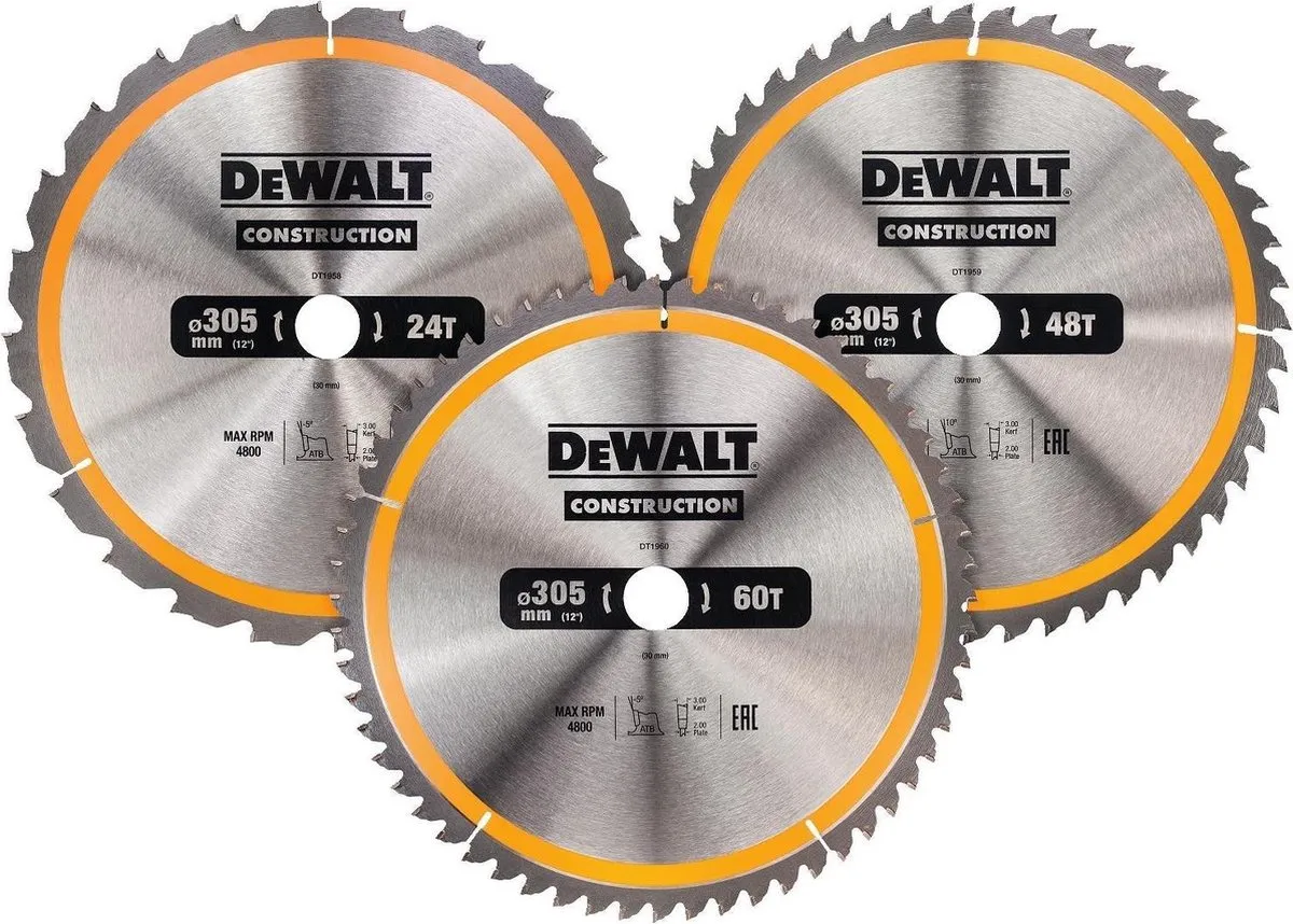 DeWalt DT1964 Cirkelzaagbladen Set 305mm - 3 Stuks