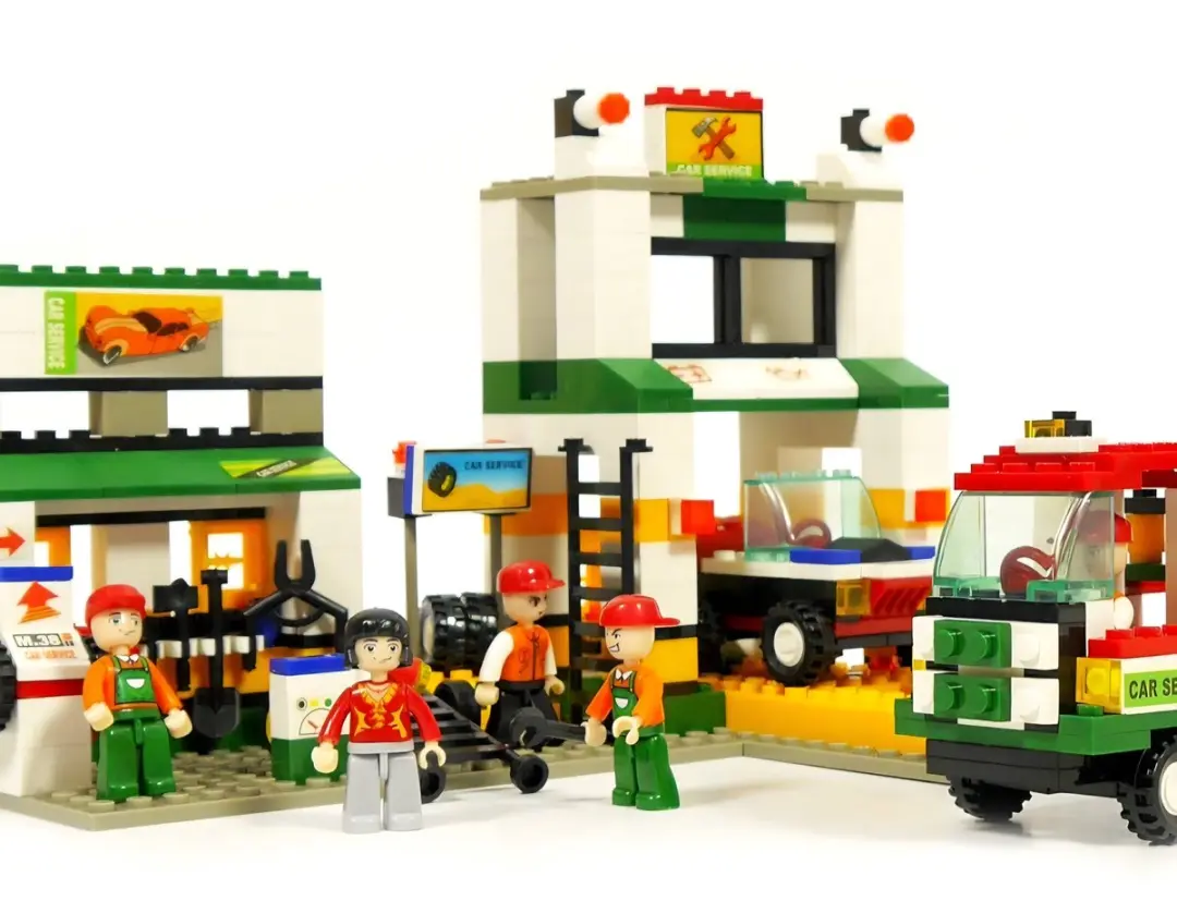Jonotoys Car Service Set 414 Onderdelen - 4 Minifiguren