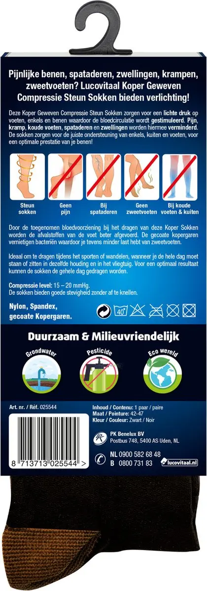 Lucovitaal Koper Compressie Steunsokken 42-47 - Zwart
