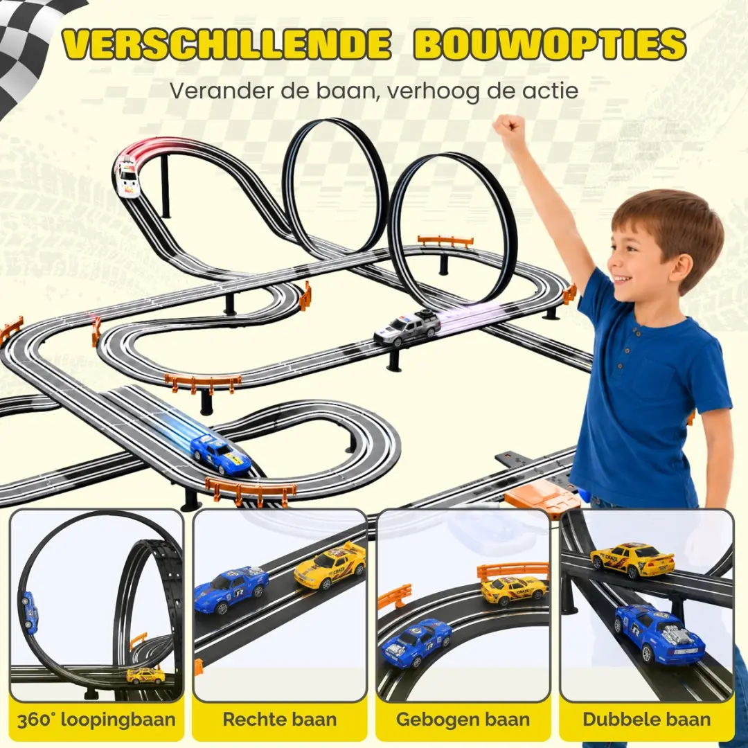 CosmoToys Elektrische Racebaan Infinite Track - 13m - 82 Delen