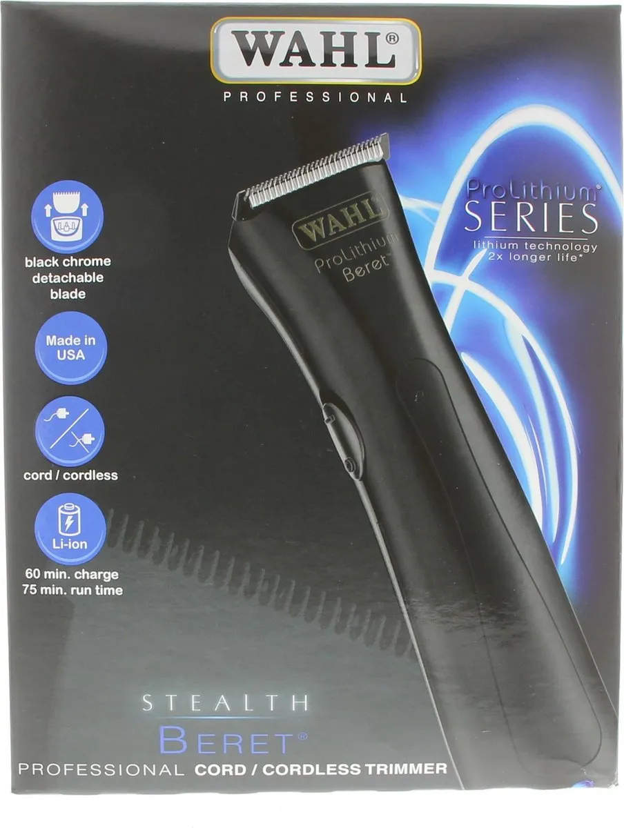 Wahl Beret Black Stealth Baardtrimmer - 4 Opzetkammen