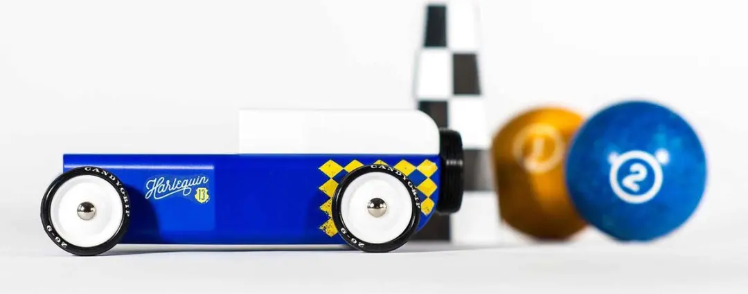 Candylab Toys Outlaw Harlequin Houten Auto - Blauw/wit