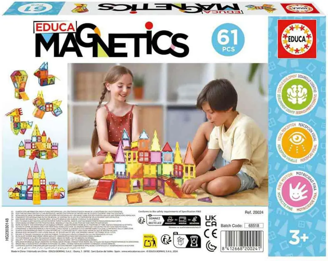 Educa Magnetic Tiles 61 Stuks - Meerkleurig