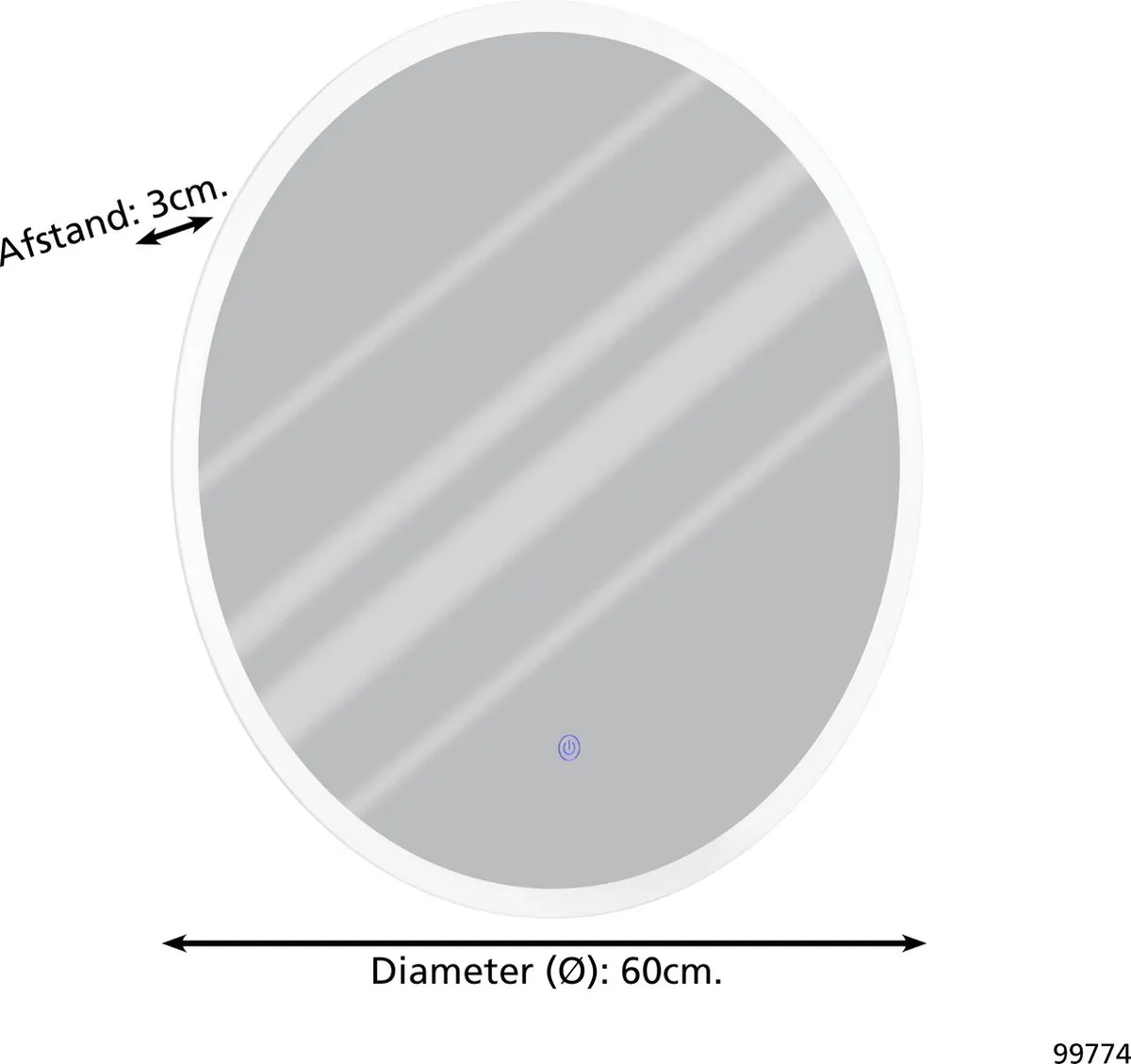 EGLO Buenavista - ronde spiegel met verlichting - LED - Ø 60 cm - TOUCH - chroom