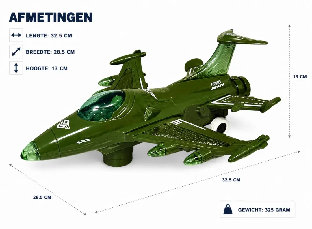 YJ Toys Fighter Aircraft CM-10A Straaljager - Groen - Rookspray & Licht