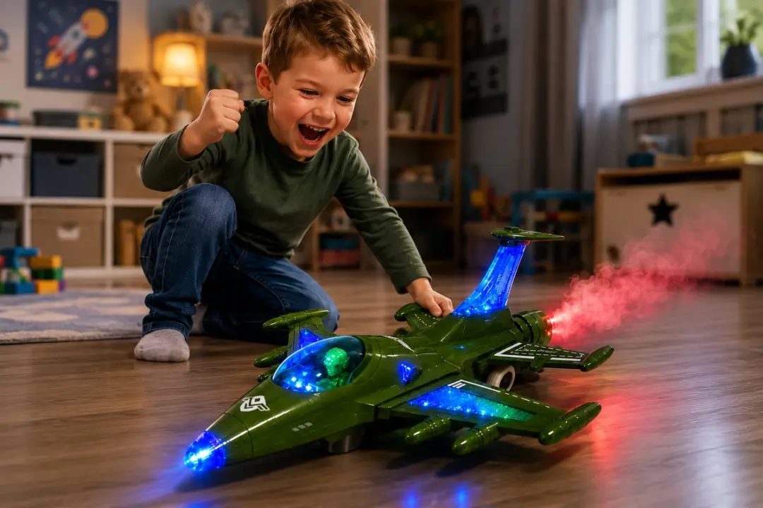 YJ Toys Fighter Aircraft CM-10A Straaljager - Groen - Rookspray & Licht