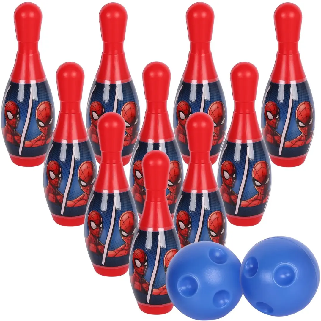 Marvel Spider-Man Bowling Set - 10 Pinnen + 2 Ballen - Blauw/Rood