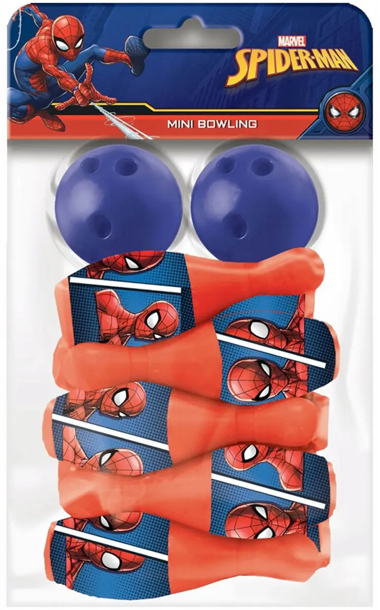 Marvel Spider-Man Bowling Set - 10 Pinnen + 2 Ballen - Blauw/Rood