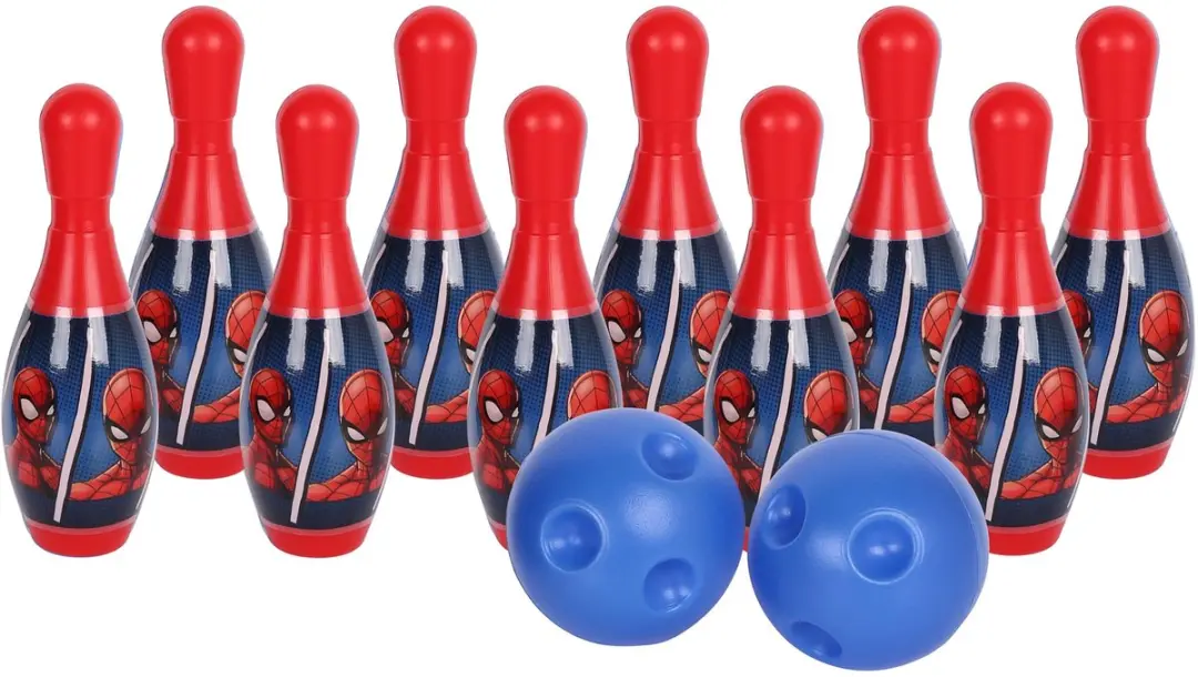 Marvel Spider-Man Bowling Set - 10 Pinnen + 2 Ballen - Blauw/Rood