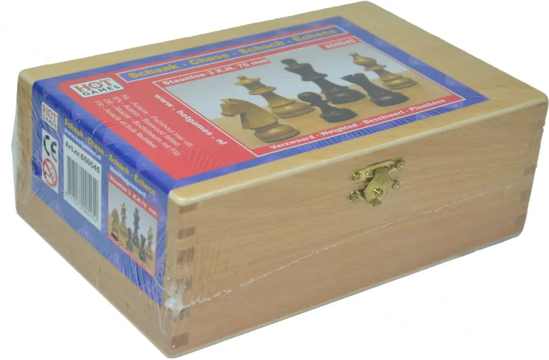 HOT Games Schaakstukken Staunton Maat 3 - Acacia/Palmhout - 76mm