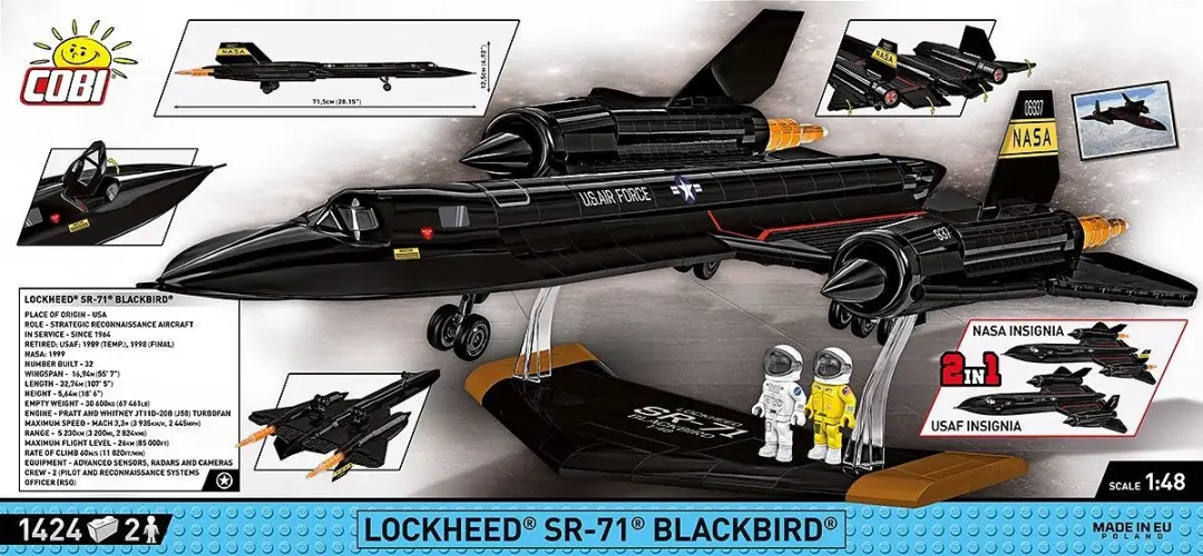 Cobi SR-71 Blackbird - 1424 Stukken - Meerkleurig