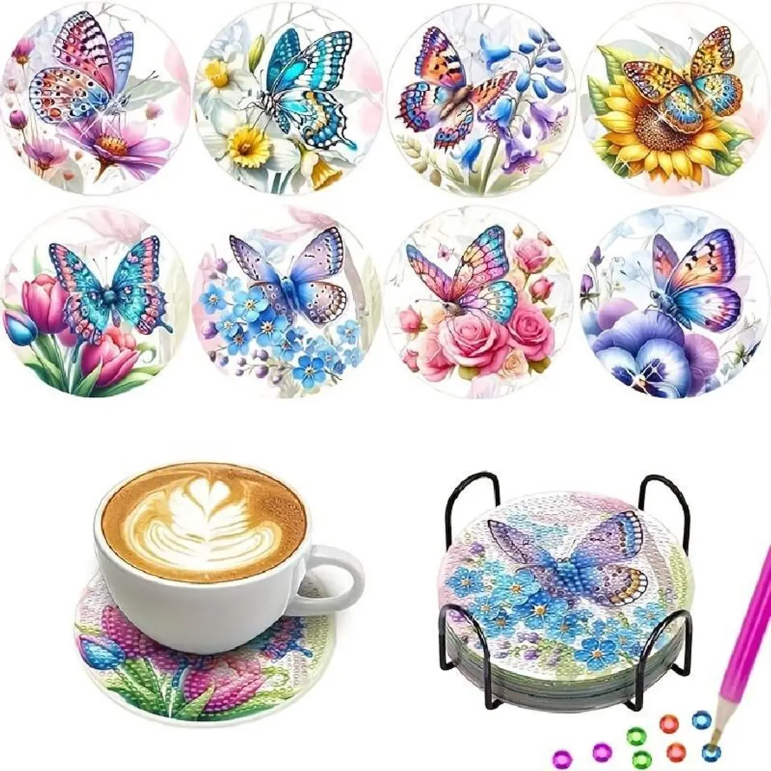 VDTOYS Diamond Painting Vlinders Onderzetters Set AN 489