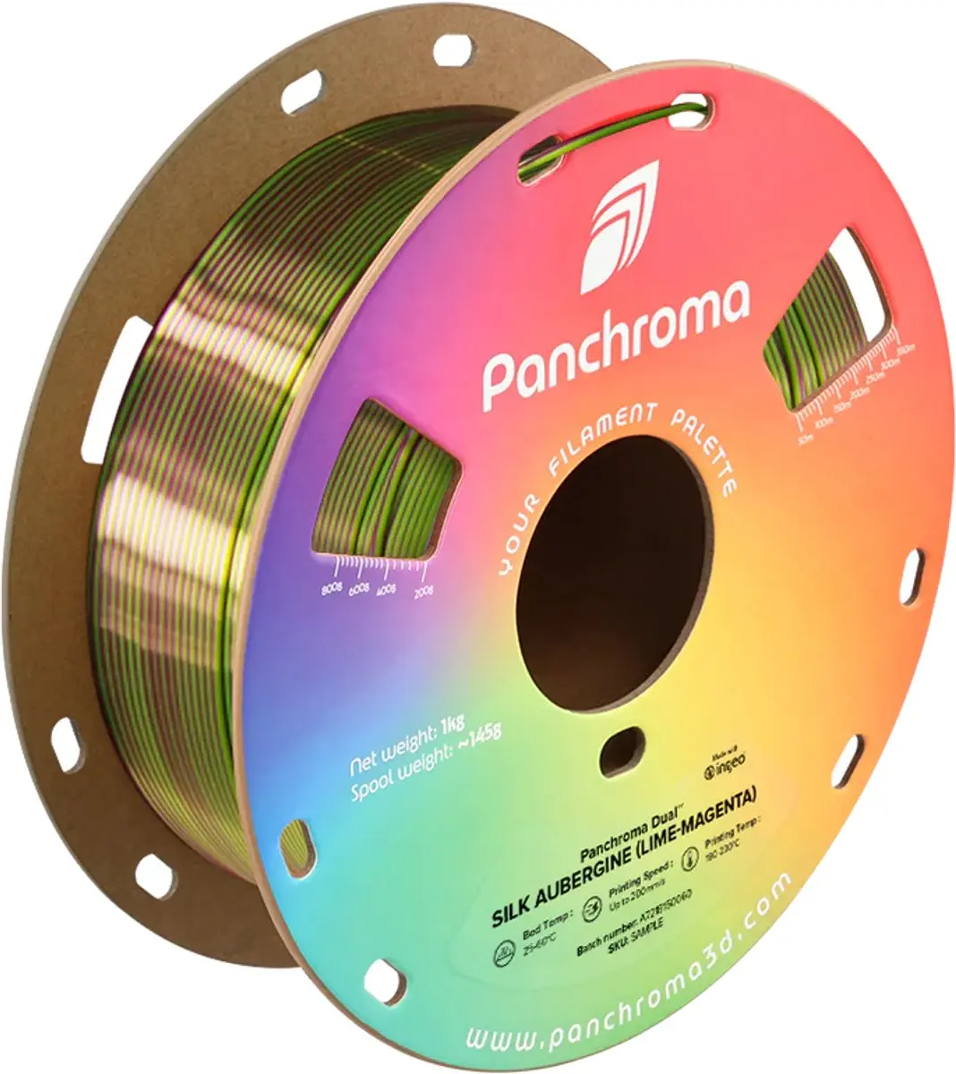 Polymaker Panchroma Dual Silk Aubergine Limoen Magenta PLA 1,75mm