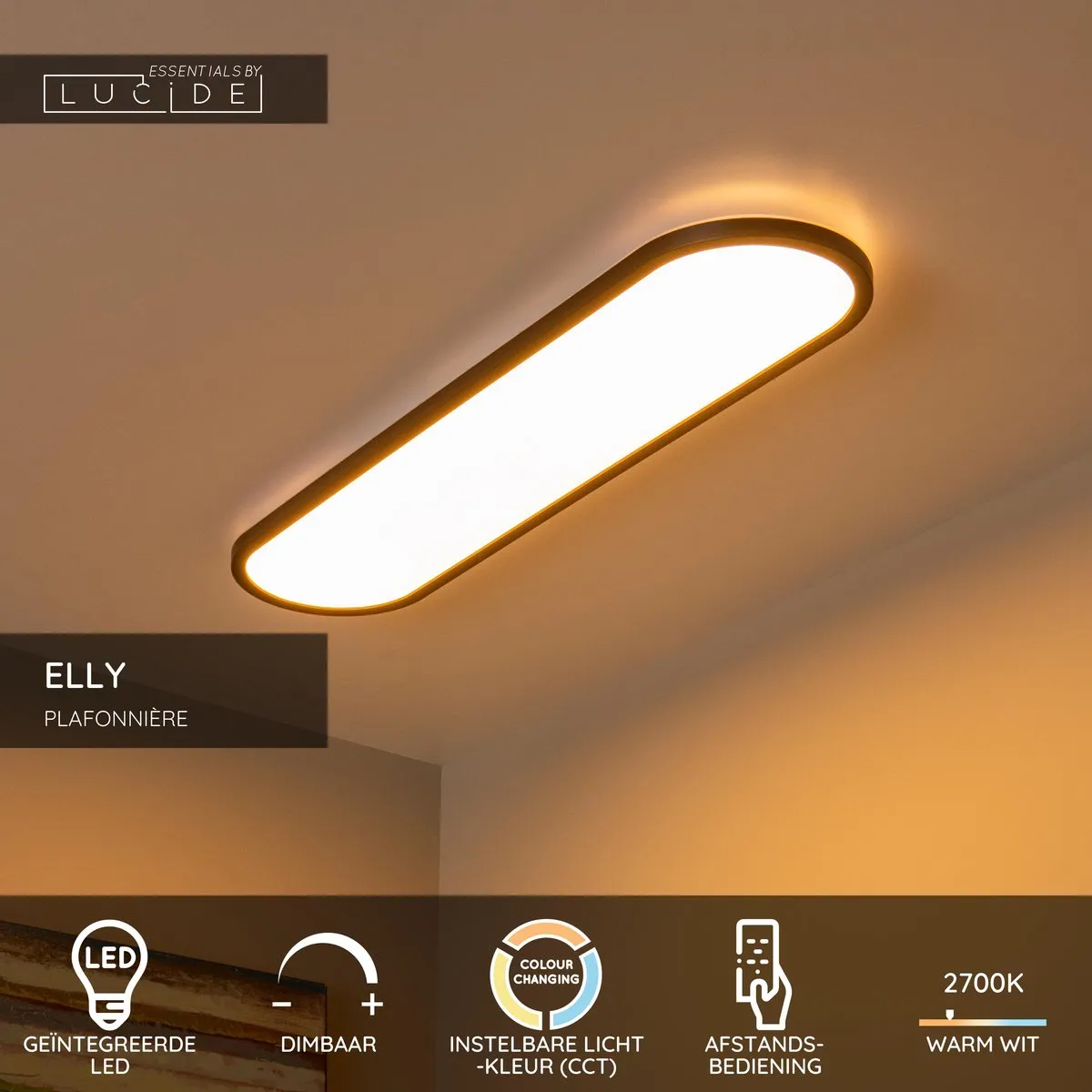 Lucide Elly LED Plafondlamp 36W - Opaal - Dimbaar CCT